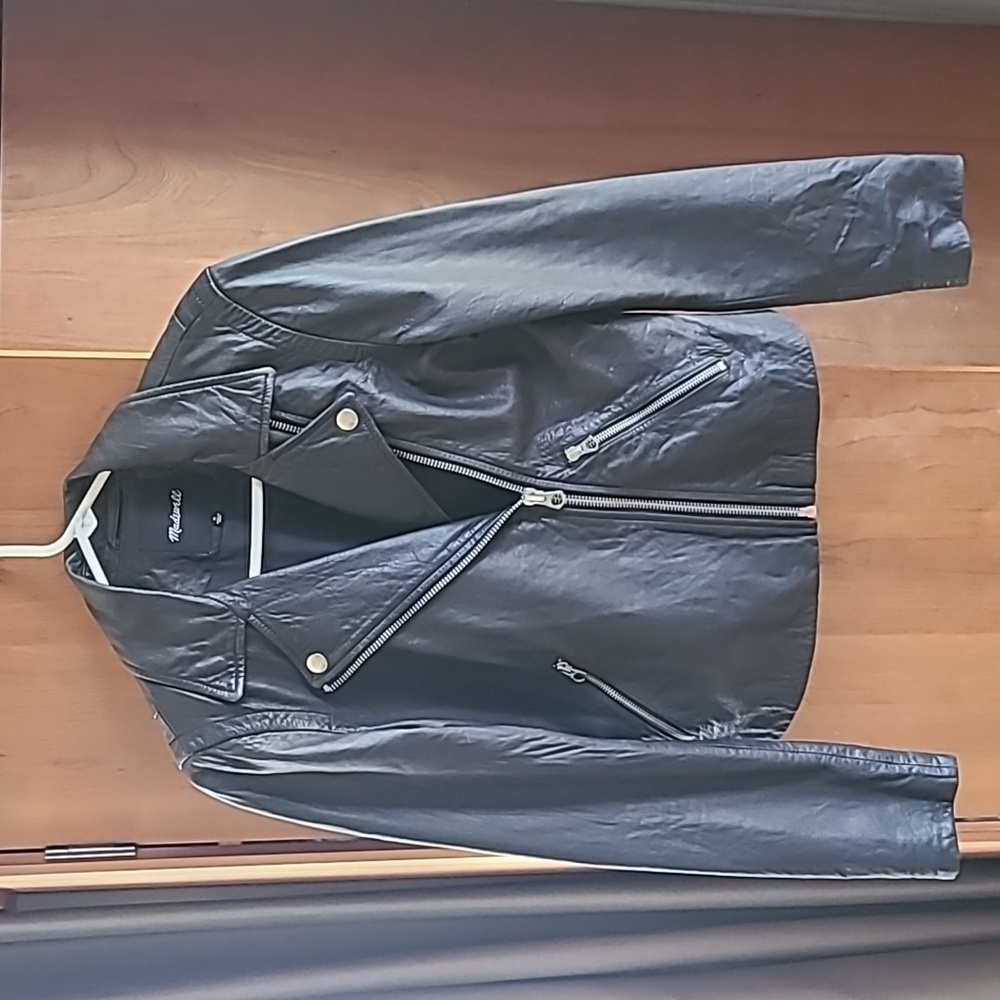 Madewell Black Leather Motorcycle Jacket Size M